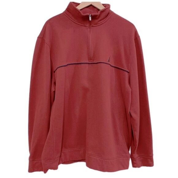 NAUTICA FLEECE QUARTER ZIP MENS 2XL RUST. - Picture 1 of 12